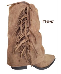 Bota mujer marrón de flecos